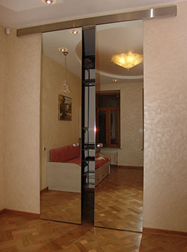 Раздвижные зеркальные двери в гардеробную (2 створки)